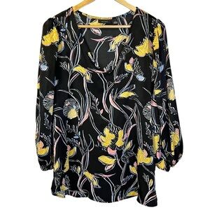 Halogen Black Floral‎ Plus Size Blouse
